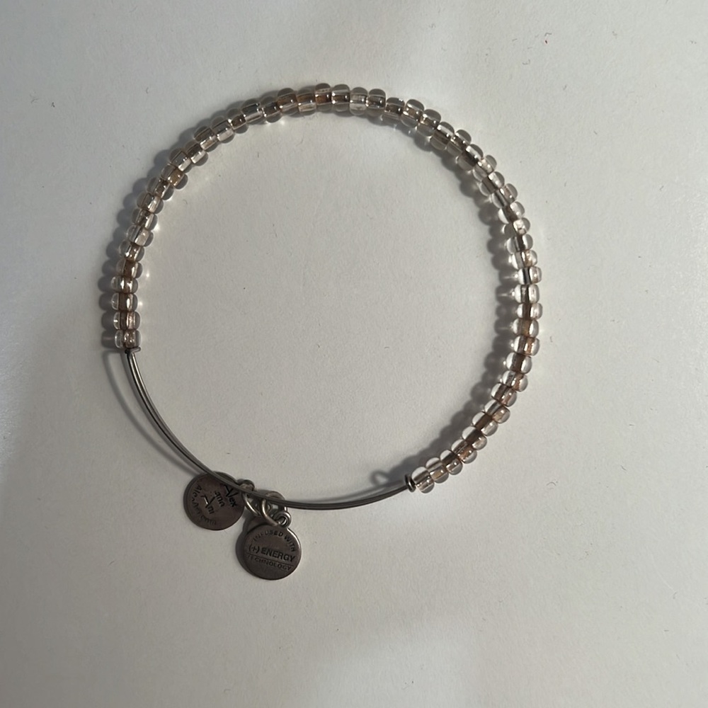 Alex and Ani silver tone clear bead bracelet